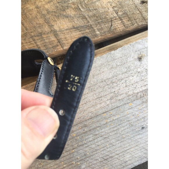 Bally Made In Italy Belt Twist Navy Blue  Leather Gold Tone Buckle